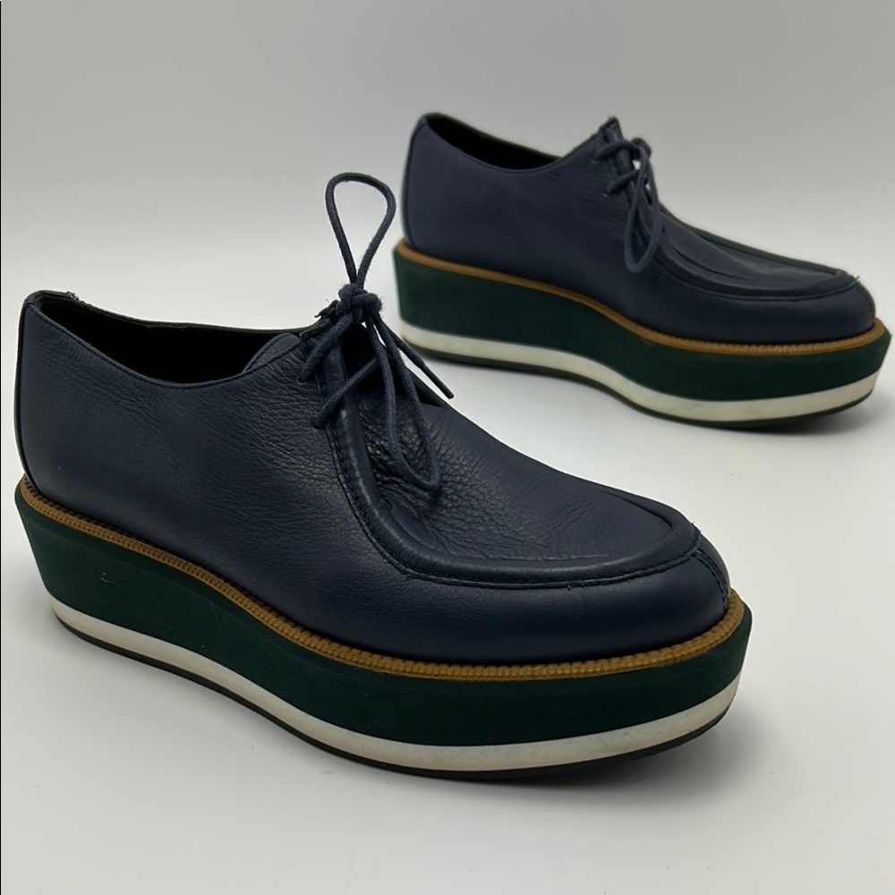 Paloma Barcelo Paloma Platform Oxford Shoes Blue Leather 7 Academia Flatform